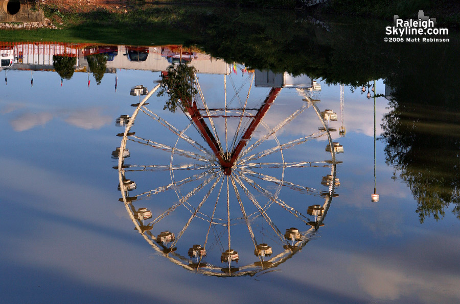 The reflection of the Ferris Wheel.
