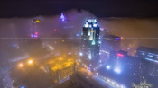 Downtown Raleigh in the Fog at night