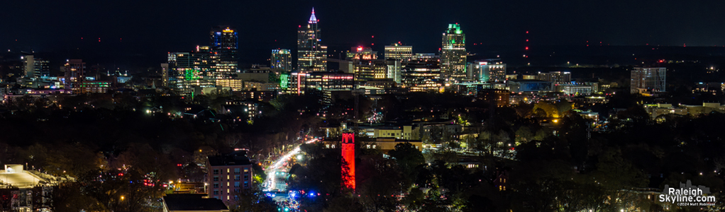 Raleigh Celebrating the NCSU Basketball teams at the NC State Bell Tower